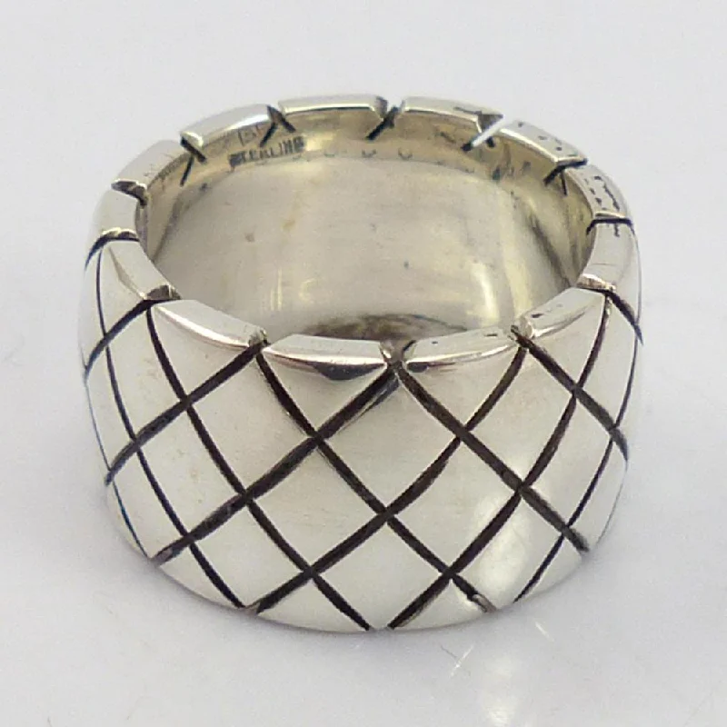 Women's luxury gift rings-Stamped Silver Ring