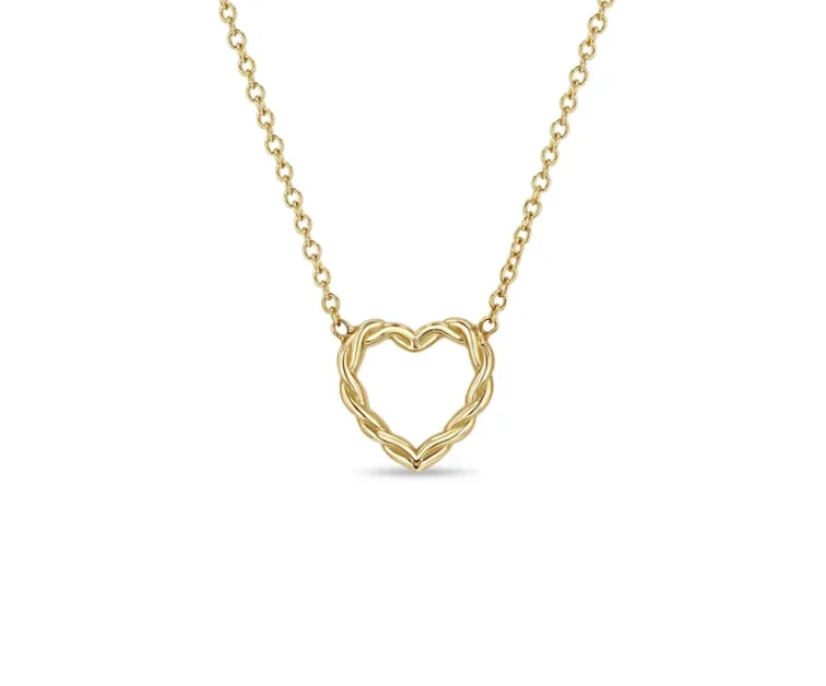 Designer women's necklaces-Zoe Chicco 14k Gold Open Twisted Heart Necklace