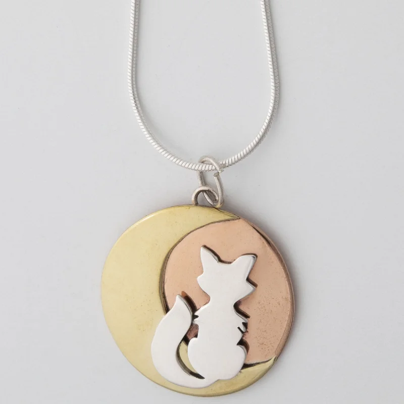 Women's rose gold necklaces-Moonlight Fox Necklace