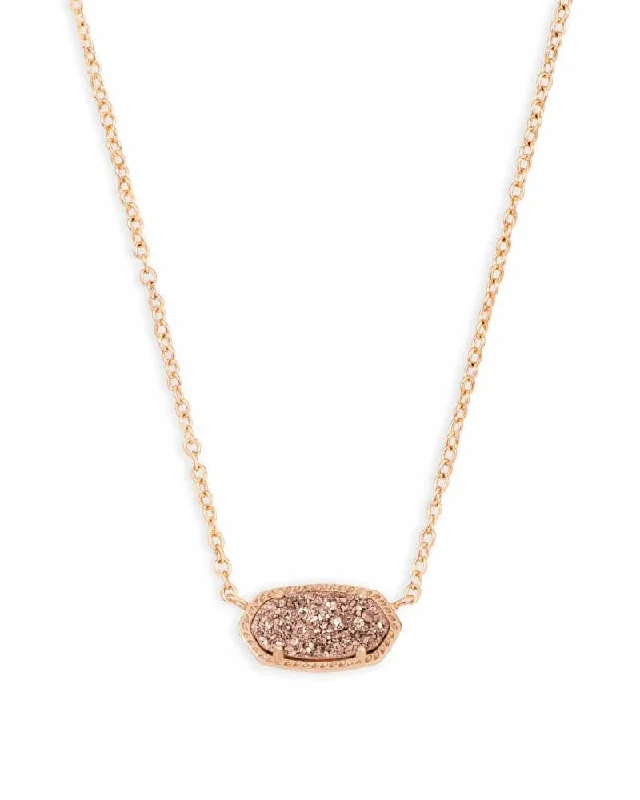 Women's initial necklaces-Kendra Scott - Elisa Rose Gold Pendant Necklace -  Iridescent Drusy