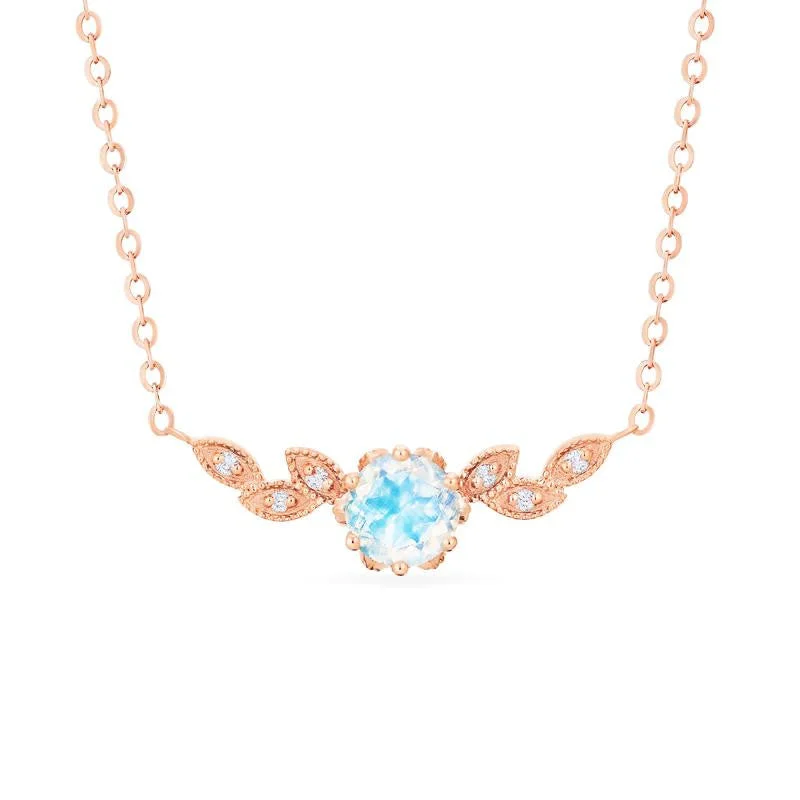 Women's vintage-inspired necklaces-[Dahlia] Floral Leaf Necklace in Moonstone