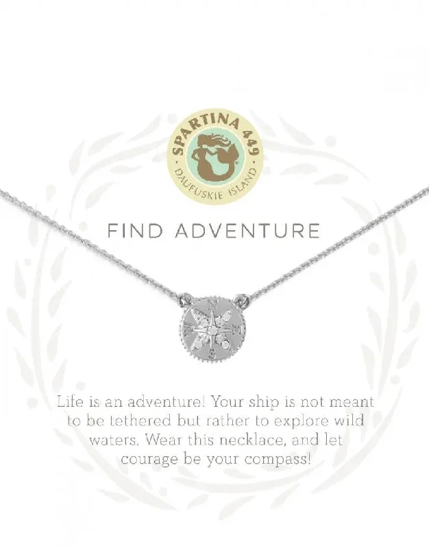 Women's custom engraving necklaces-Spartina - Sea La Vie Necklace - Adventure Compass - Silver