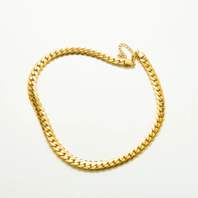 Women's sun necklaces-Chunky Flat Snake Chain Necklace