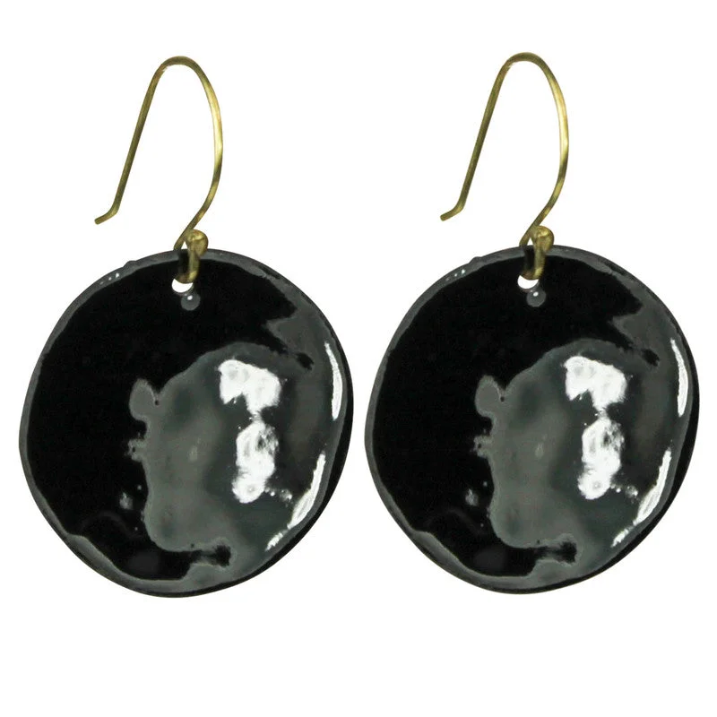 Women's luxury gift rings-Earring - Round, Black