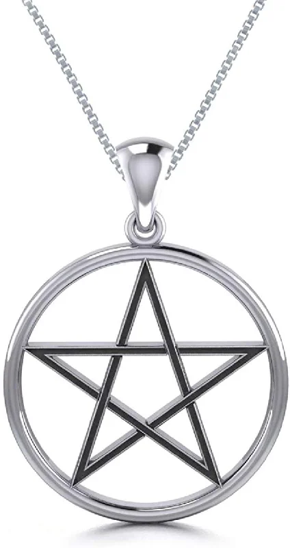 Women's limited edition necklaces-Jewelry Trends Pentacle Pentagram Star Sterling Silver Pendant Necklace 18"