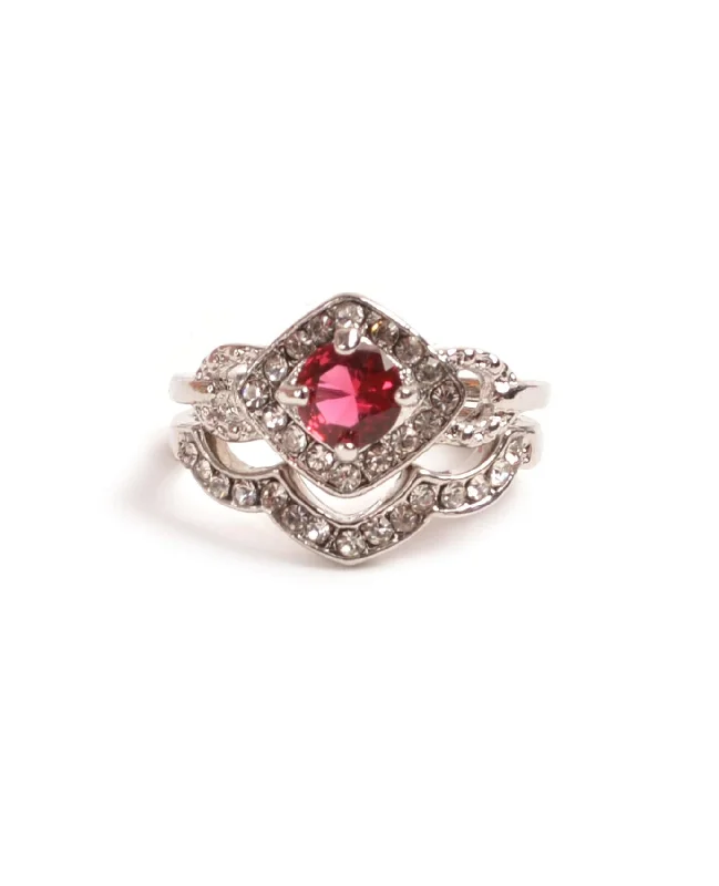 Women's ruby rings-Elegant Rhombus Ring