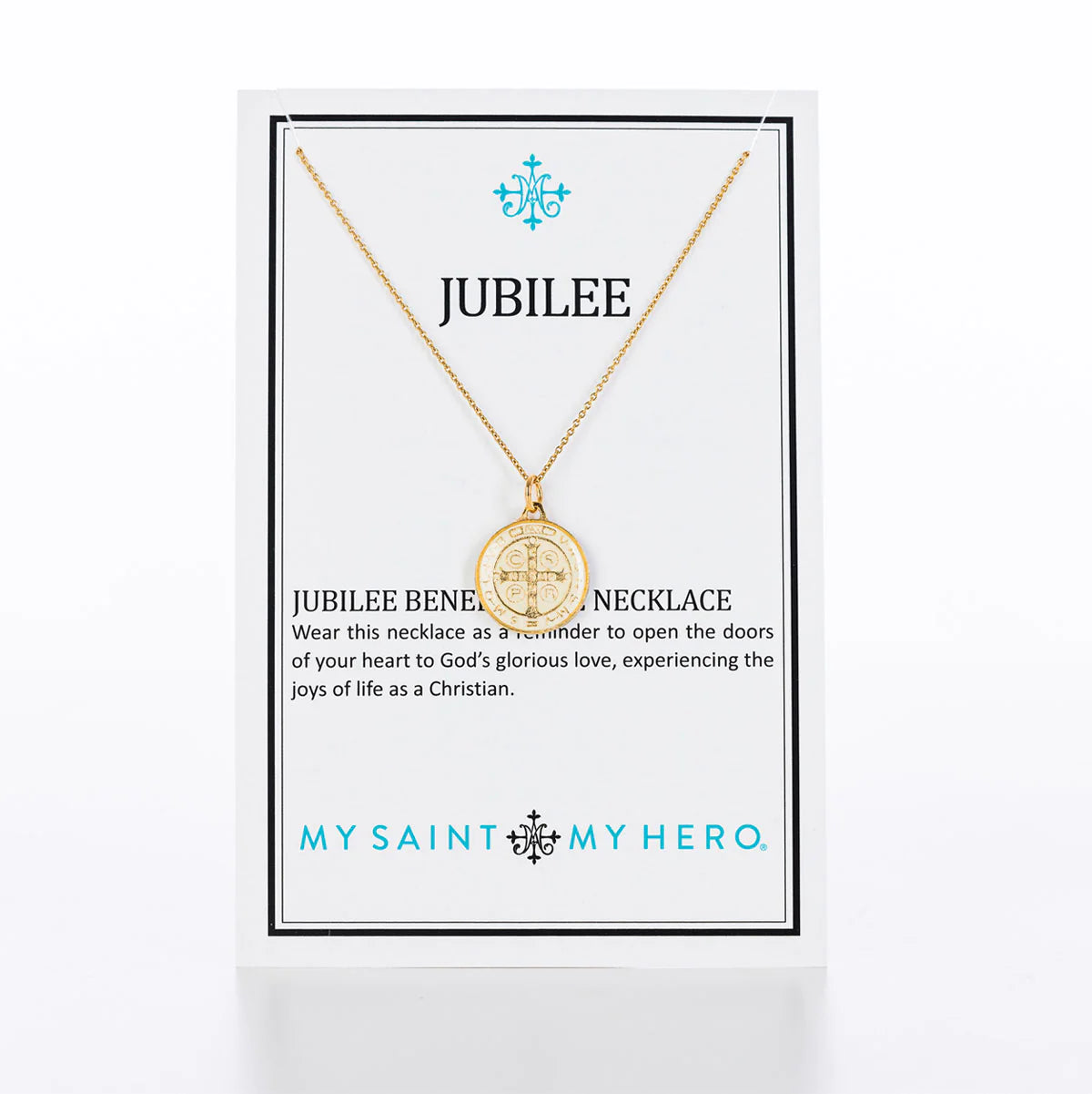 Women's family necklaces-My Saint My Hero - Jubilee Medal of St. Benedict Necklace