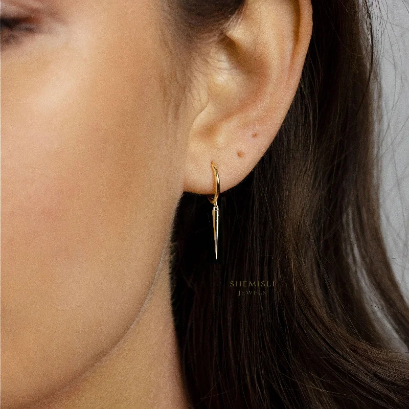 Women's Mother's Day earrings-Spike Hoops Earrings, Gold, Silver Black SHEMISLI - SH091