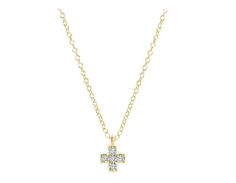 Women's birthday gift necklaces-Enewton - 14kt Gold and Diamond Signature Cross Necklace