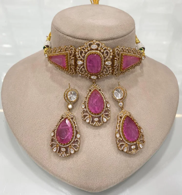 Affordable women's earrings-Sparkling Luxurious Polki Choker Drops Earrings Set, Polki Necklace Earrings, Indian Bridal Jewelry, Polki Statement Wedding Set, Polki Bridal Necklace Set, Polki Jewelry Set, Polki Choker Set, Polki Earrings Set