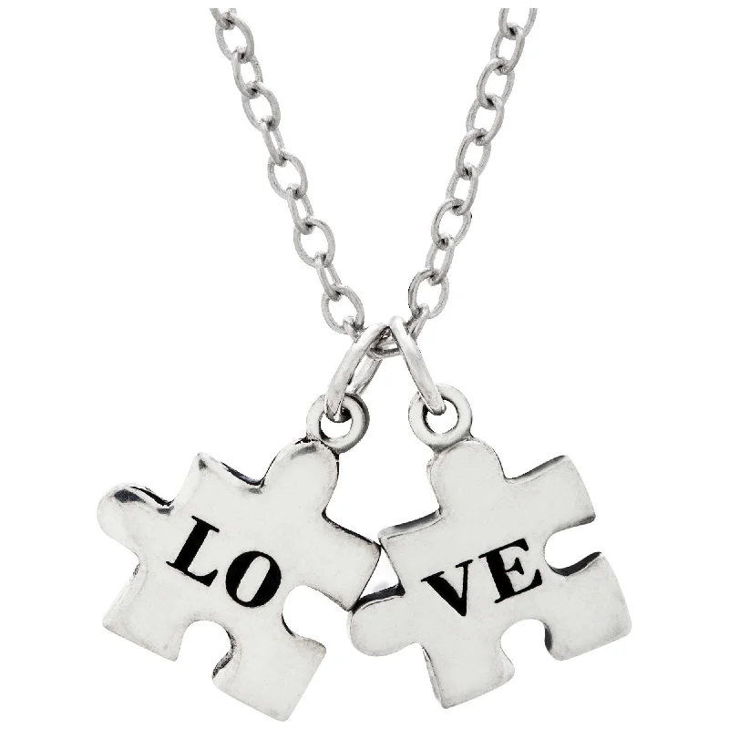 Women's locket necklaces-Love All The Pieces Pewter Necklace