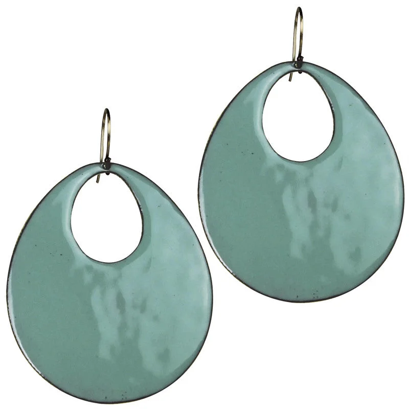 Women's moon phase rings-Donte Earring, Teardrop Cut Out Aqua Enamel - Large