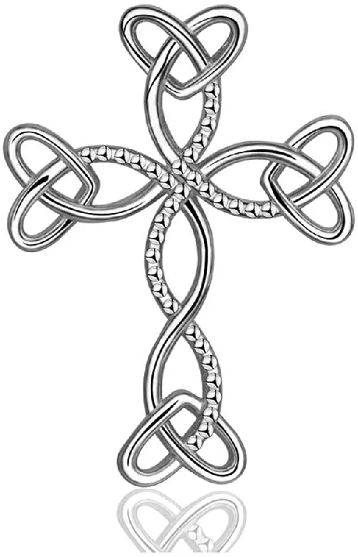 Women's exclusive necklaces-Jewelry Trends Celtic Holy Trinity Cross Sterling Silver Pendant Necklace 18"