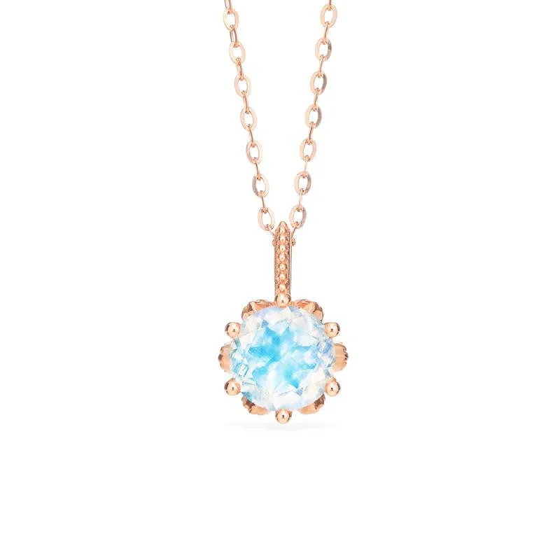 Women's casual necklaces-[Eden] Floral Solitaire Necklace in Moonstone