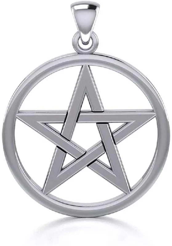 Women's seasonal necklaces-Jewelry Trends Pentacle Pentagram Star Sterling Silver Pendant Necklace 18"