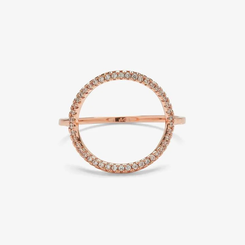 Women's titanium rings-PuraVida, Pave Open Circle Ring, Rose Gold