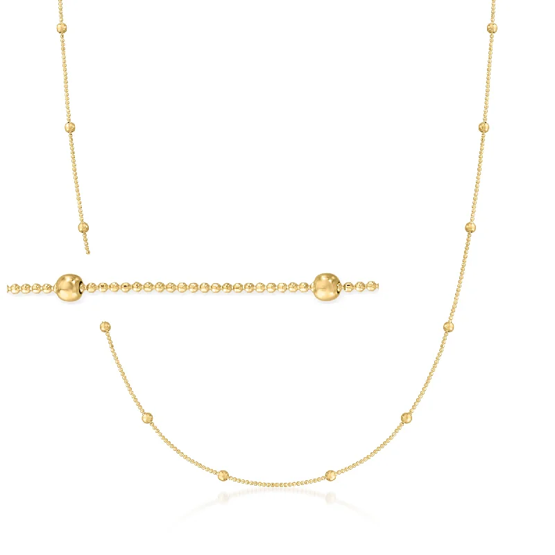 Women's exclusive necklaces-Ross-Simons 2mm 14kt Yellow Gold Bead Station Necklace