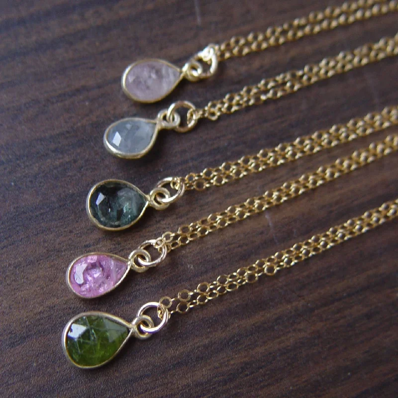 Women's ethical necklaces-NEW! Petite Multi-Sapphire 14k Gold Filled Necklace by Friedasophie