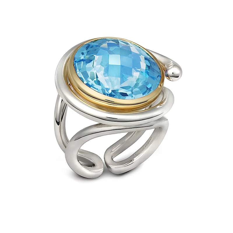 Women's Valentine's Day rings-Twizzle Blue Topaz and Sterling Silver Ring