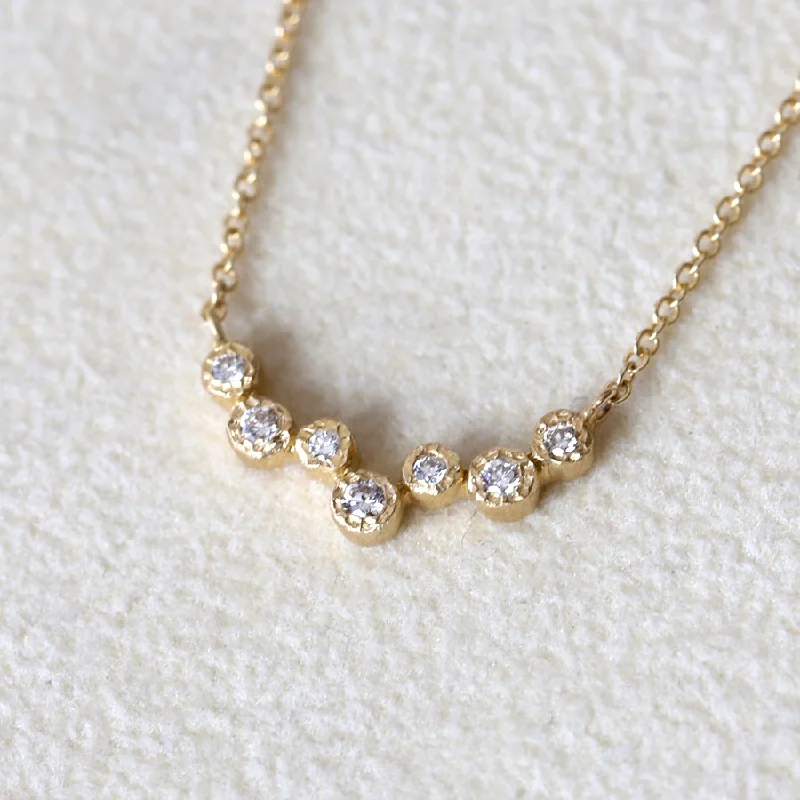 Women's chain necklaces-NEW! 18k Gold 7 Bezel Diamond Curve Necklace by Yasuko Azuma