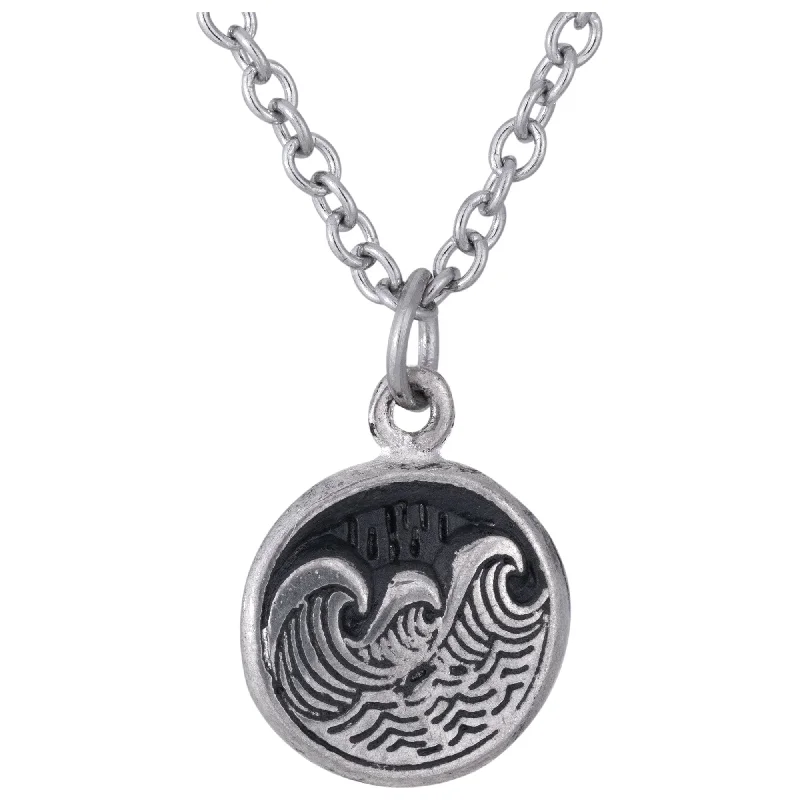 Women's choker necklaces-Waves Pewter Necklace