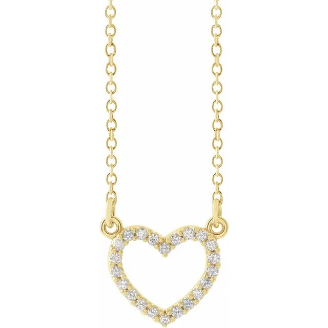 Women's sterling silver necklaces-14K Yellow .08 CTW Natural Diamond Petite Heart comes with 16" Necklace