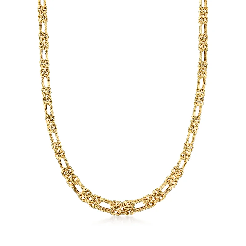 Women's titanium necklaces-Ross-Simons 14kt Yellow Gold Byzantine and Double-Link Necklace