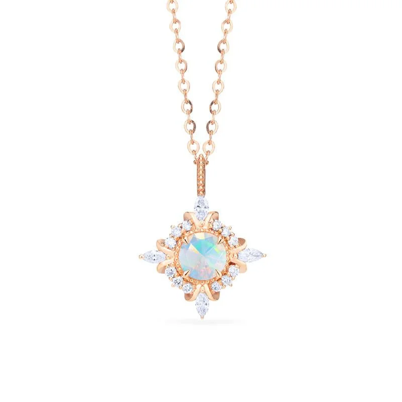 Women's limited edition necklaces-[Astrid] Art Deco Petite Necklace in Opal