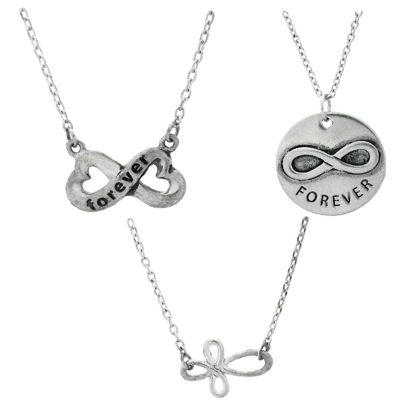 Women's fingerprint necklaces-Infinite Strength of Love Pewter Necklace