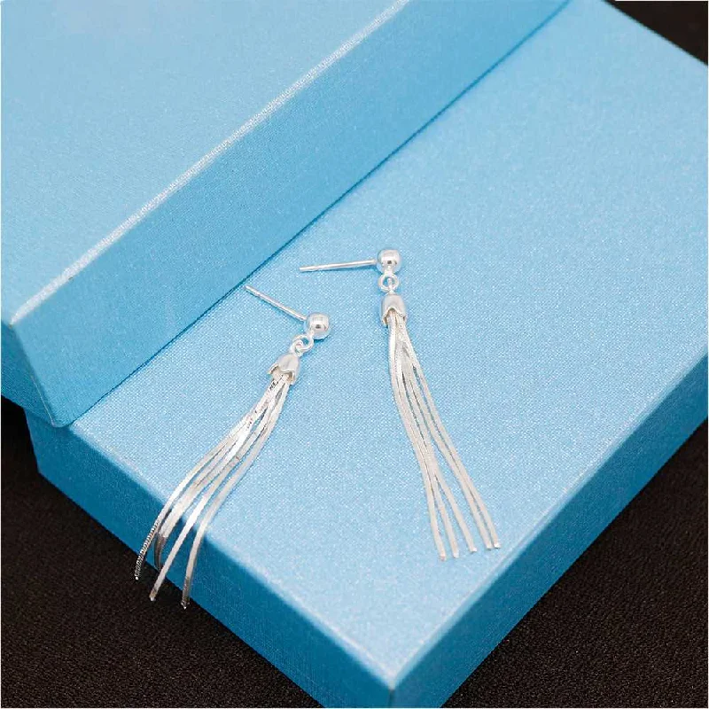 Women's Buddha earrings-Italian Sterling Silver Tassel Drop Chandelier Earrings