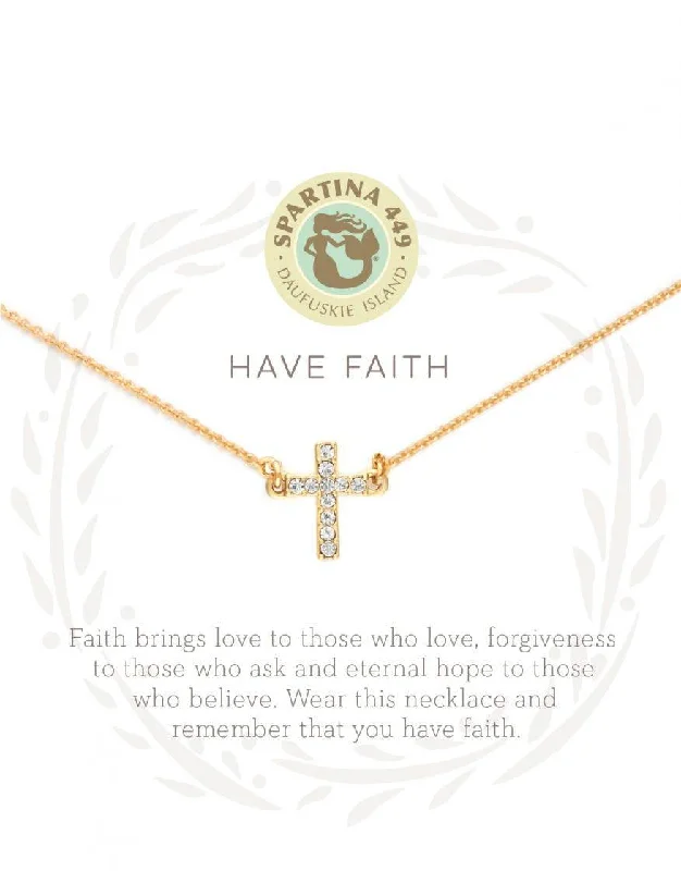 Women's limited edition necklaces-Spartina - Sea La Vie Necklace - Have Faith - Gold