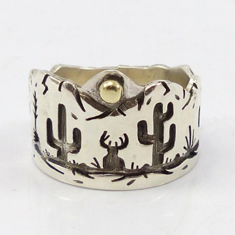 Custom women's rings-Desert Mountain Edge Ring