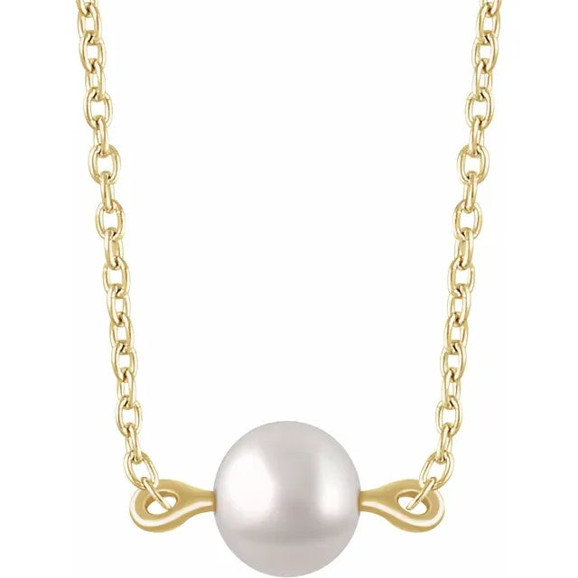 Women's ruby necklaces-Tiny 14K Yellow Gold Freshwater Cultured Pearl, comes with adjustable 16-18" Necklace