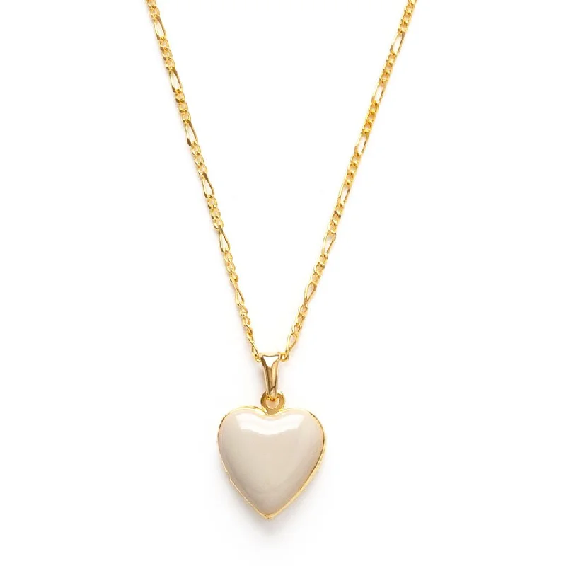 Women's chain necklaces-Amano Heart Locket in Beige