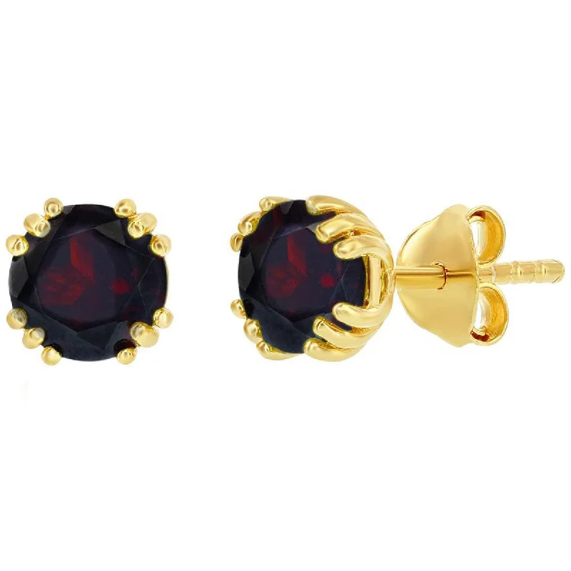 Women's formal earrings-Classic Women's Earrings - Gold Plated January Birthstone Round 6mm Stud | D-8274