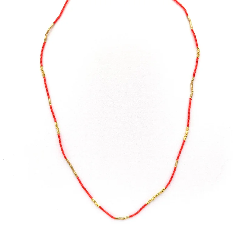 High-end women's necklaces-NEW! Coral and Gold Vermeil Bead Necklace by Debbie Fisher