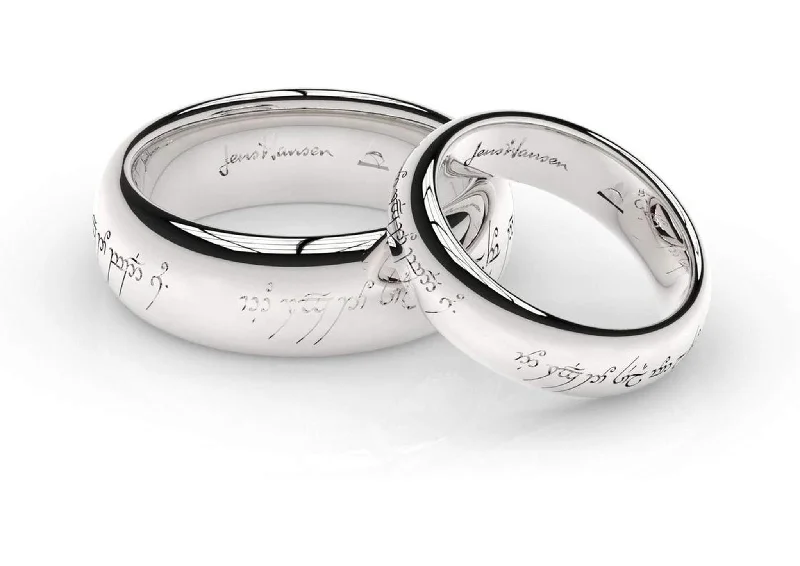 Women's silver rings-Elvish Love Ring Set in White Gold and Platinum