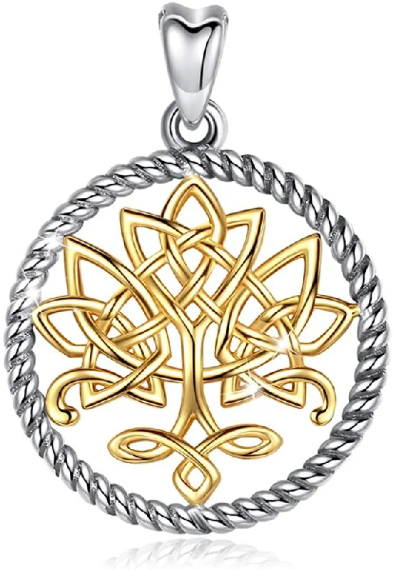 Women's pendant necklaces-Jewelry Trends Tree Of Life Celtic Knot Irish Sterling Silver Pendant Necklace 18"