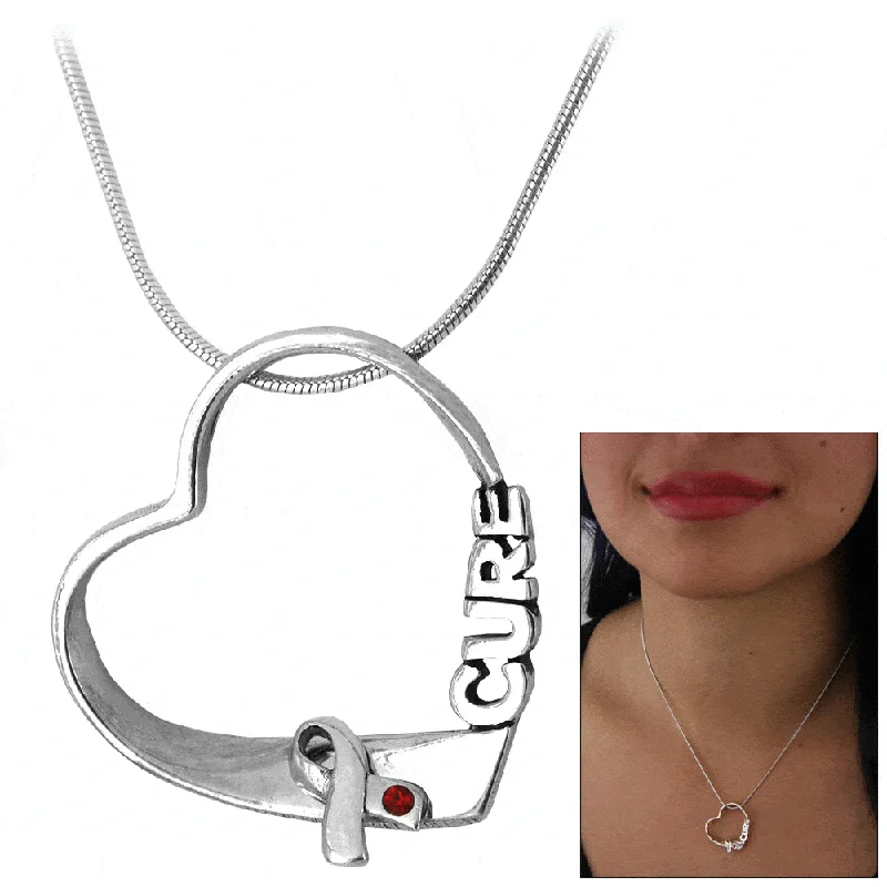 Women's photo necklaces-Diabetes Hope for a Cure Sterling Heart Necklace