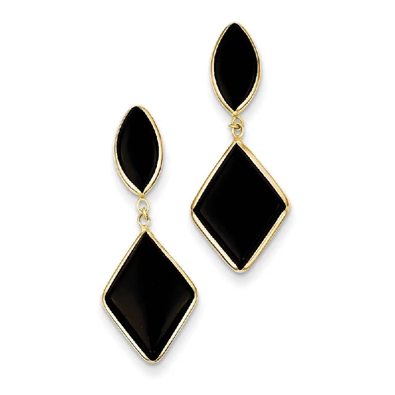 Women's astrology earrings-14k Onyx Dangle Earrings