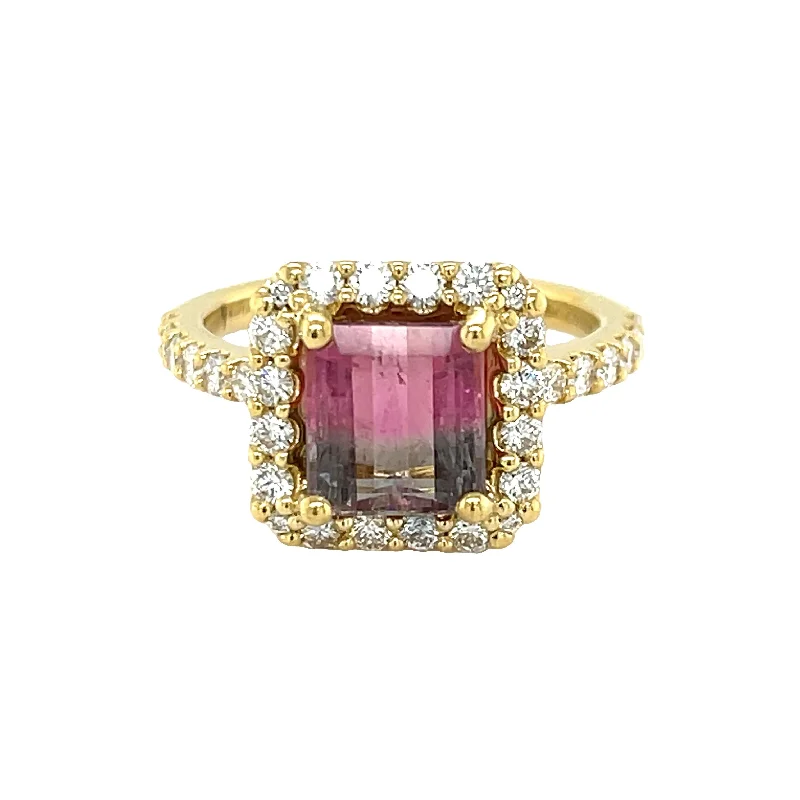 Women's gold rings-Watermelon Tourmaline Ring