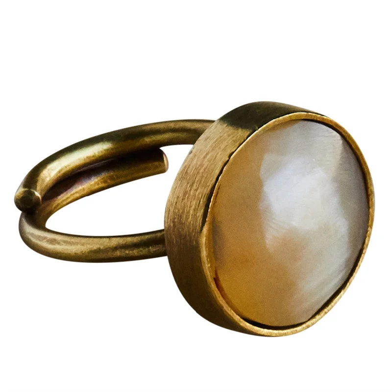 Women's gift rings-Penny Ring, Brass, Light Horn