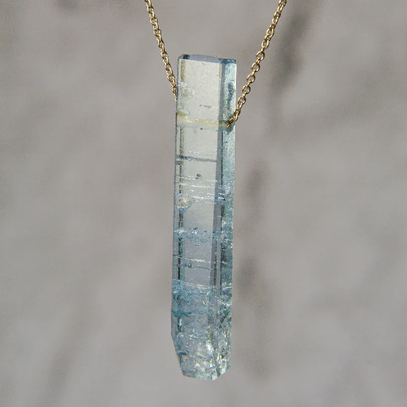 Women's jade necklaces-SALE! Aquamarine Crystal on 14k Gold Necklace by Margaret Solow