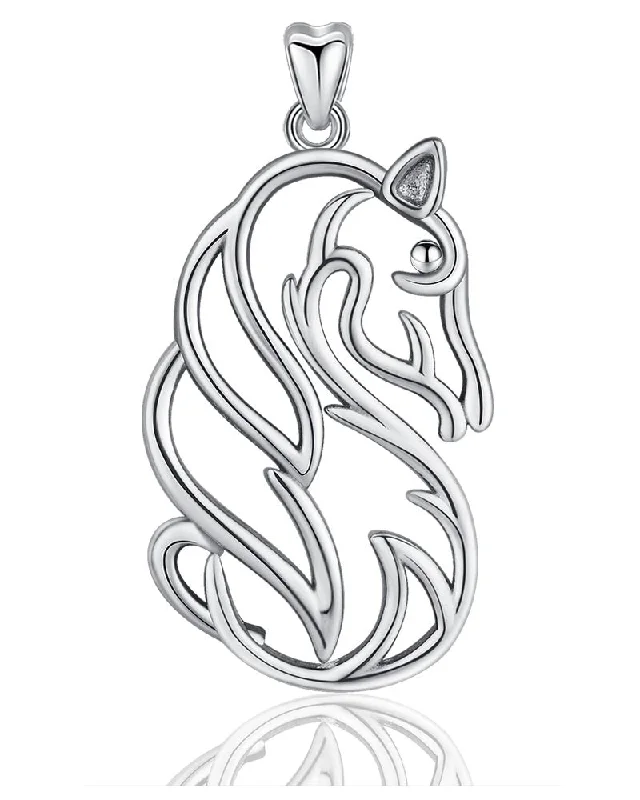 Women's emerald necklaces-Jewelry Trends Horse Profile Equestrian Sterling Silver Pendant Necklace 18"