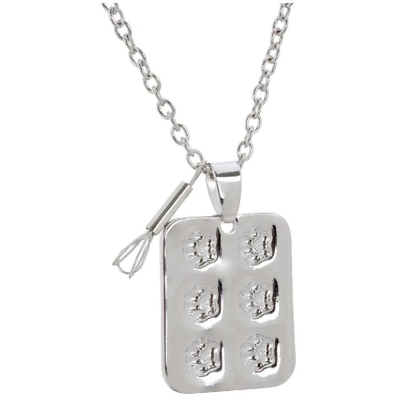 Women's personalized necklaces-Paws to Bake Muffin Pan Necklace