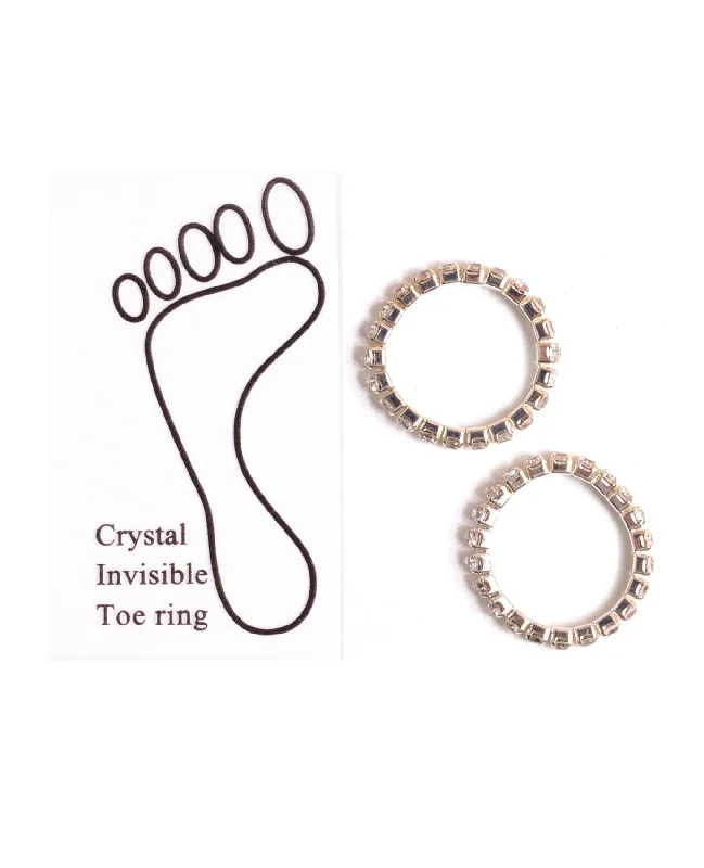 Women's rose gold rings-Bright Elastic Crystal Toe Ring