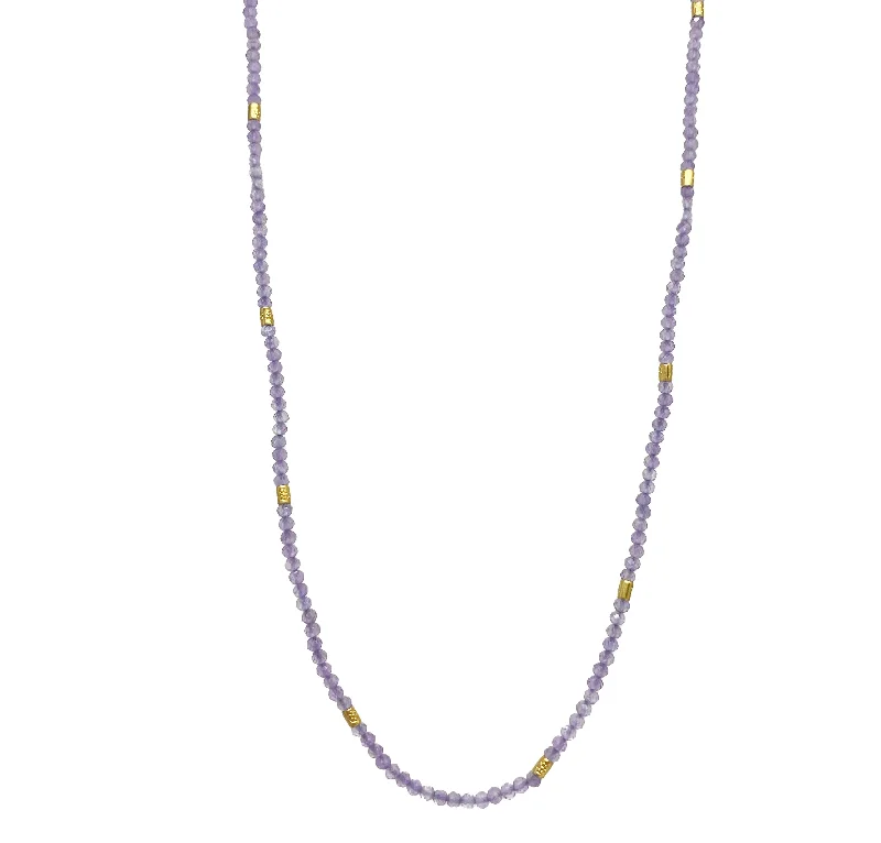 Women's ruby necklaces-Amethyst and Gold Vermeil Bead Necklace by Debbie Fisher