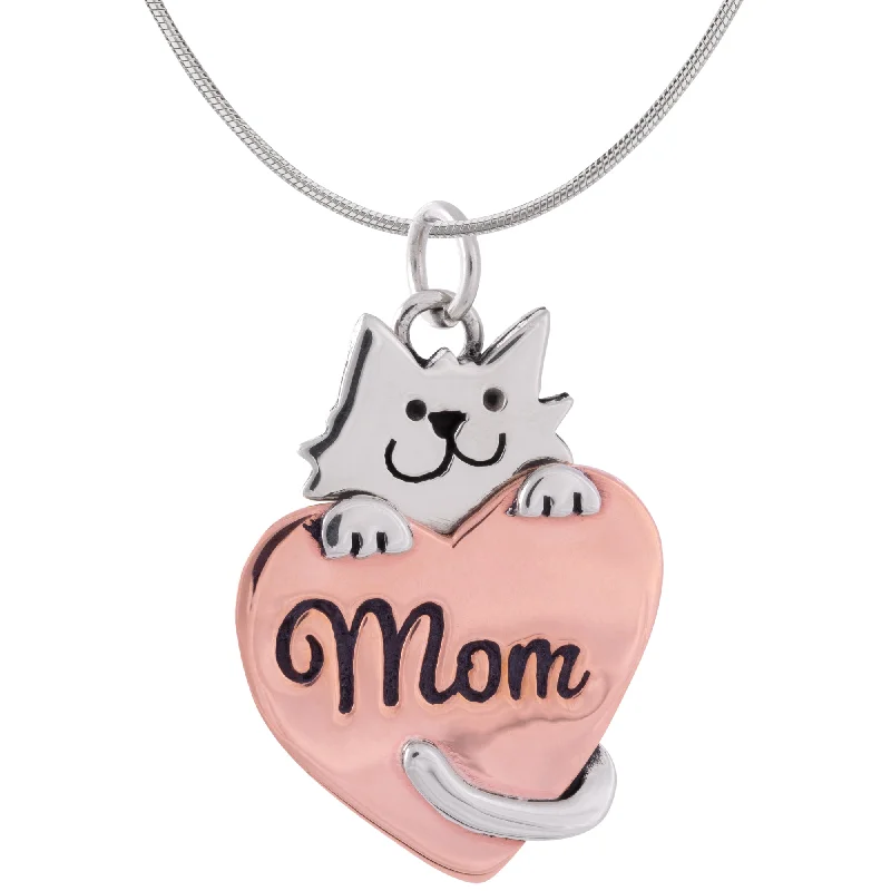 Women's friendship necklaces-Cat Mom Copper Heart Necklace