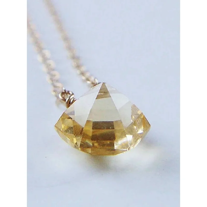 Women's locket necklaces-NEW! Citrine Pyramid 14k Gold Filled Necklace by Friedasophie