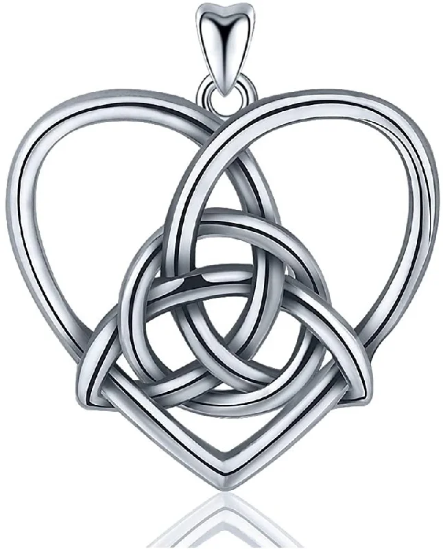 Women's leather necklaces-Jewelry Trends Eternity Heart Celtic Knot Sterling Silver Pendant Necklace 18"